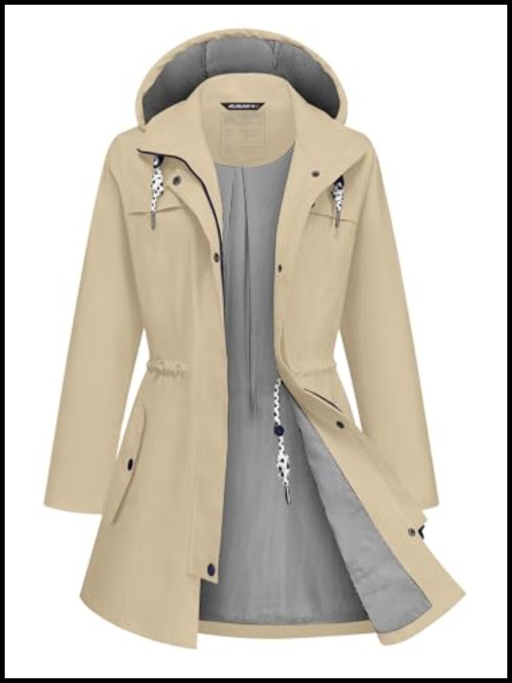 Waterproof Long Rain Jacket Hooded Windbreaker Trench Coat Womens